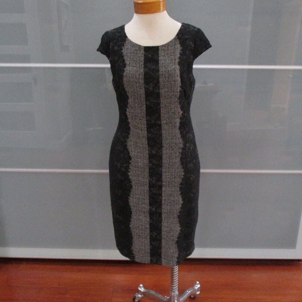 Vintage Betsey Johnson Tweed Lace Cap Sleeve Shift Dress